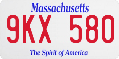 MA license plate 9KX580