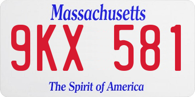 MA license plate 9KX581