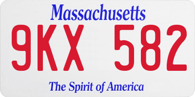 MA license plate 9KX582
