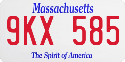 MA license plate 9KX585