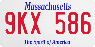 MA license plate 9KX586