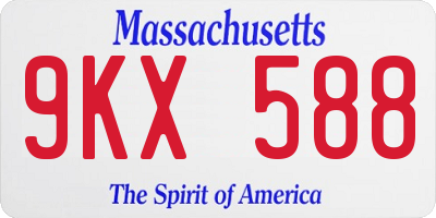 MA license plate 9KX588