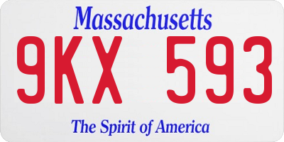 MA license plate 9KX593