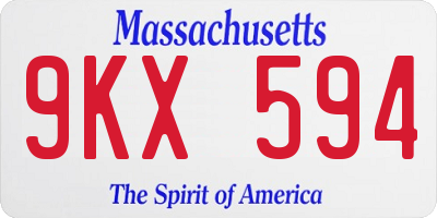 MA license plate 9KX594