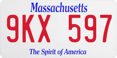 MA license plate 9KX597