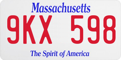 MA license plate 9KX598