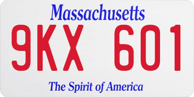 MA license plate 9KX601