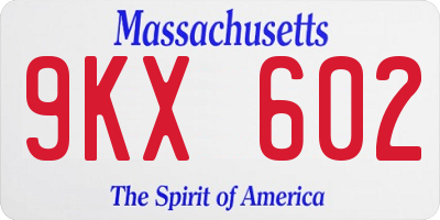 MA license plate 9KX602