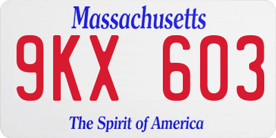 MA license plate 9KX603