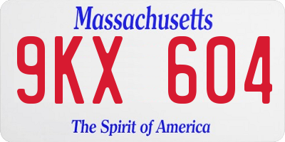 MA license plate 9KX604