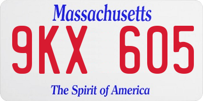 MA license plate 9KX605