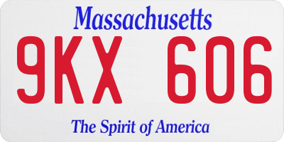 MA license plate 9KX606