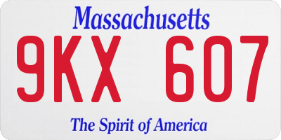 MA license plate 9KX607