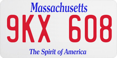 MA license plate 9KX608