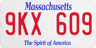 MA license plate 9KX609