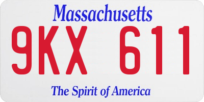 MA license plate 9KX611