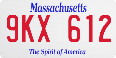 MA license plate 9KX612