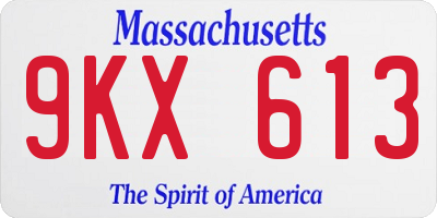 MA license plate 9KX613