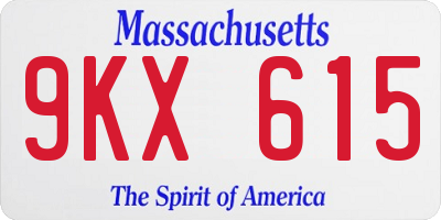 MA license plate 9KX615
