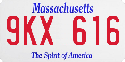 MA license plate 9KX616