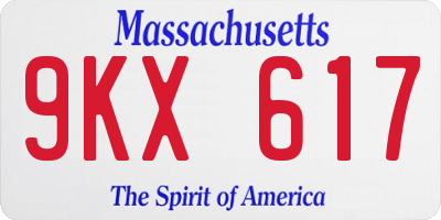 MA license plate 9KX617