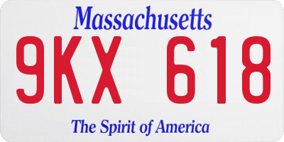 MA license plate 9KX618