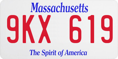 MA license plate 9KX619