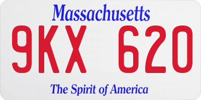 MA license plate 9KX620