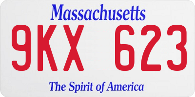 MA license plate 9KX623