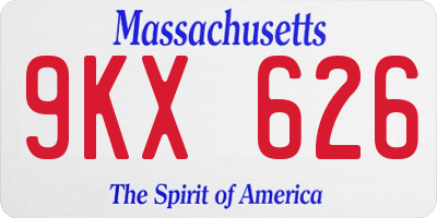 MA license plate 9KX626