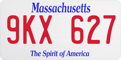 MA license plate 9KX627