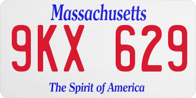 MA license plate 9KX629