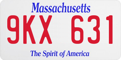 MA license plate 9KX631