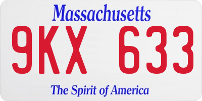 MA license plate 9KX633