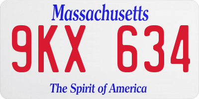 MA license plate 9KX634