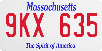 MA license plate 9KX635