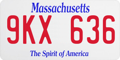 MA license plate 9KX636