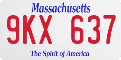 MA license plate 9KX637