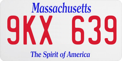 MA license plate 9KX639