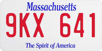 MA license plate 9KX641
