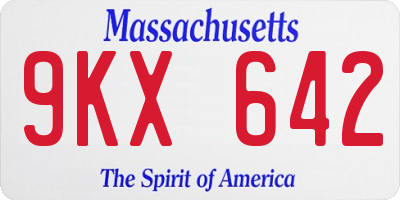 MA license plate 9KX642