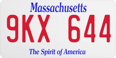 MA license plate 9KX644