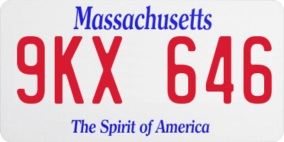 MA license plate 9KX646