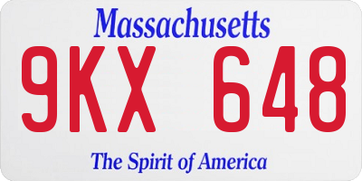 MA license plate 9KX648