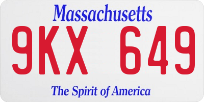 MA license plate 9KX649