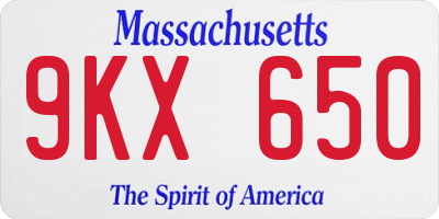 MA license plate 9KX650