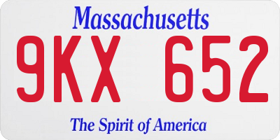 MA license plate 9KX652