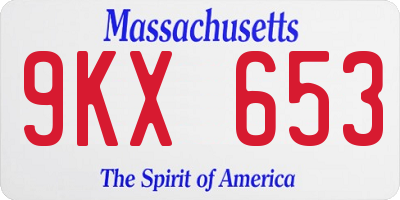MA license plate 9KX653