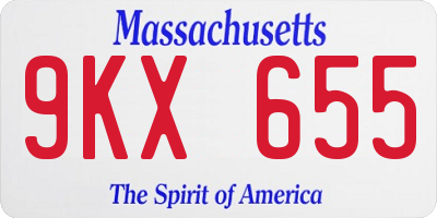 MA license plate 9KX655