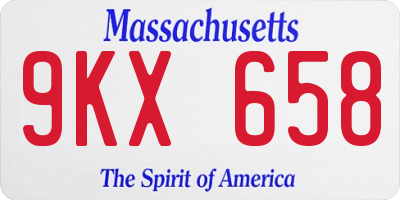 MA license plate 9KX658